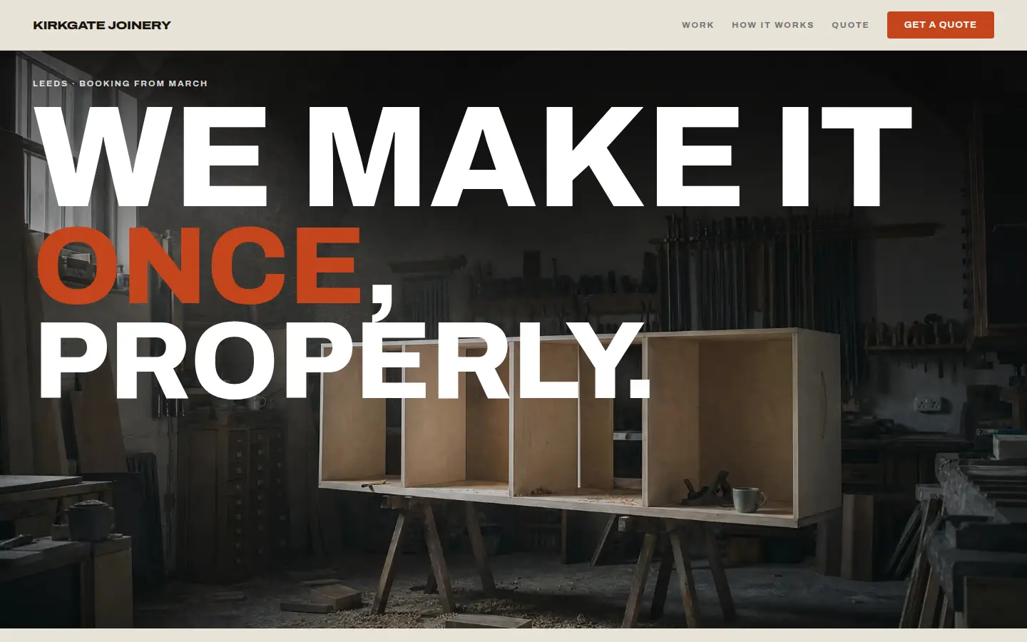 The Kirkgate Joinery concept build, on a laptop screen.