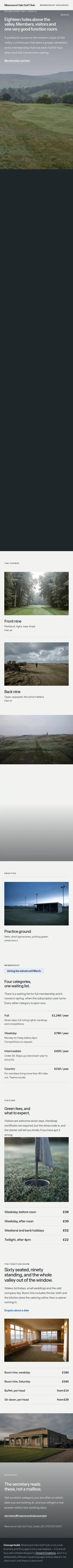Full-page screenshot of the Members' golf club concept at mobile width.