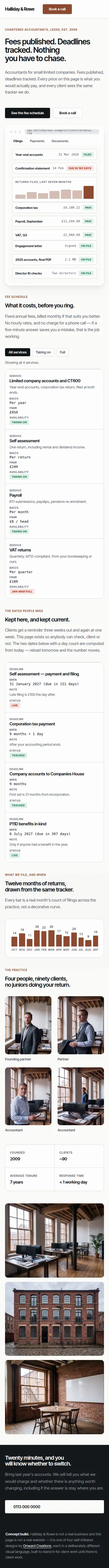 Full-page screenshot of the Accountancy practice concept at mobile width.