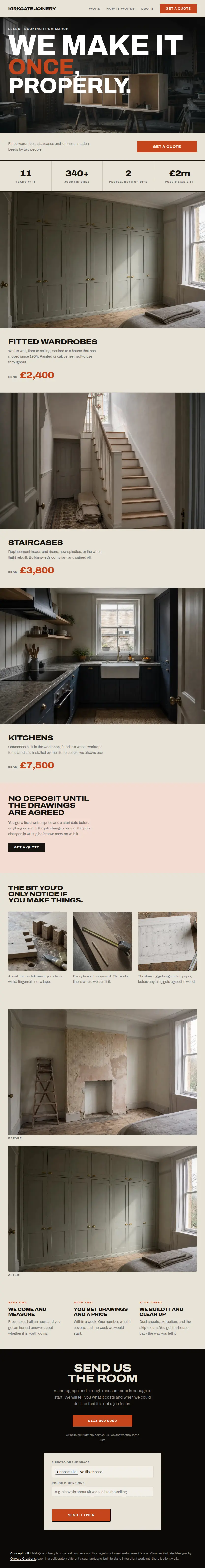 Full-page screenshot of the Joinery firm concept at tablet width.